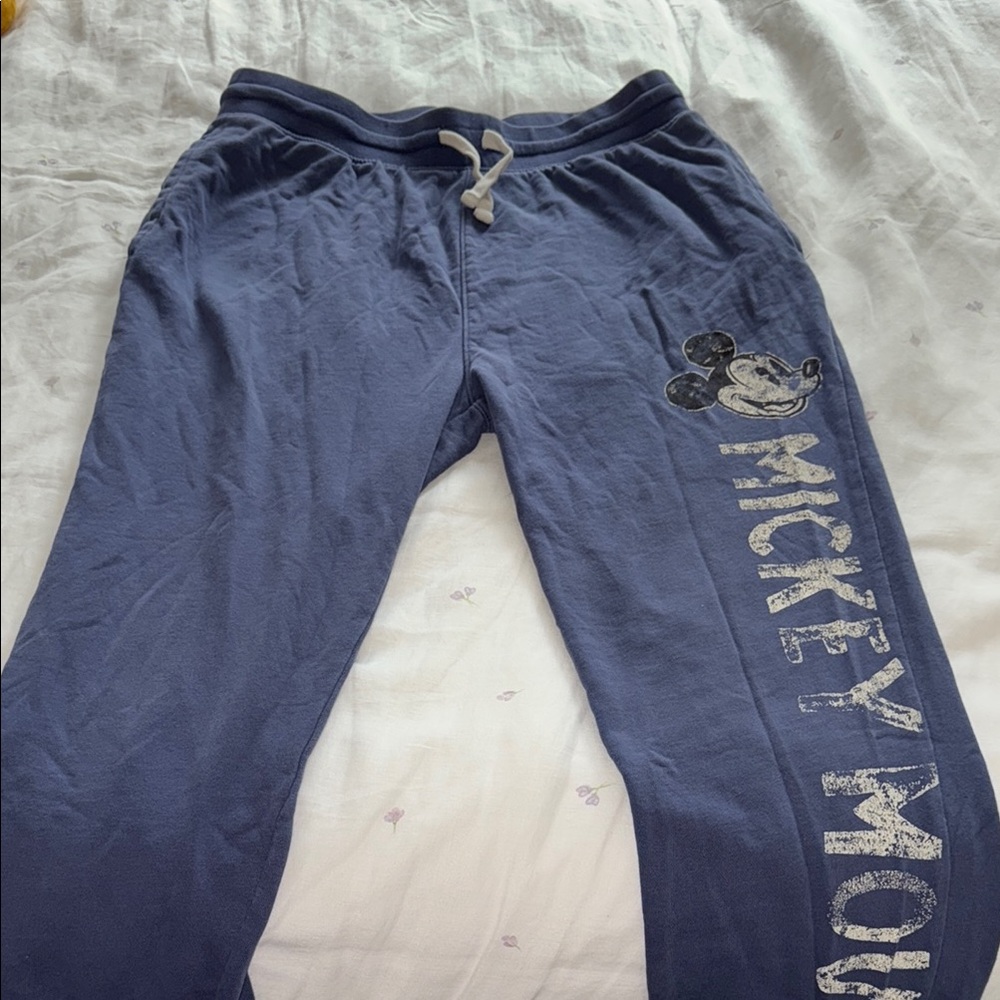 Distressed Disney Mickey Mouse Blue Sweatpants